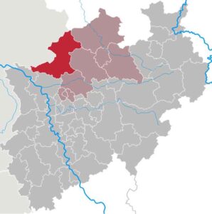 Im Kreis und anderen Teilen von Nordrhein-Westfalen wird die asiatische Hornisse Vespa velutina nigrithorax früher oder später auftauchen. (Karte: TUBS/Wikimedia)