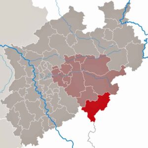 Im Kreis Siegen-Wittgenstein und anderen Teilen von Nordrhein-Westfalen wird die asiatische Hornisse Vespa velutina nigrithorax früher oder später auftauchen. (Karte: TUBS/Wikimedia)