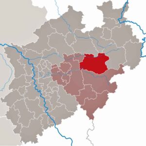 Im Kreis Soest und anderen Teilen von Nordrhein-Westfalen wird die asiatische Hornisse Vespa velutina nigrithorax früher oder später auftauchen. (Karte: TUBS/Wikimedia)