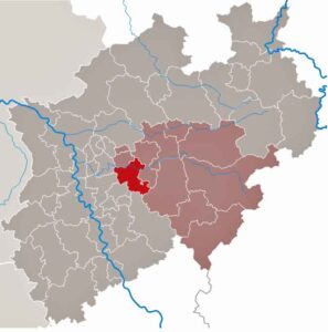 Im Ennepe-Ruhr-Kreis und anderen Teilen von Nordrhein-Westfalen wird die asiatische Hornisse Vespa velutina nigrithorax früher oder später auftauchen. (Karte: TUBS/Wikimedia)