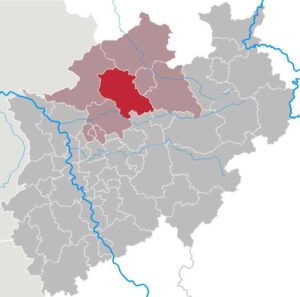 Im Kreis Coesfeld und anderen Teilen von Nordrhein-Westfalen wird die asiatische Hornisse Vespa velutina nigrithorax früher oder später auftauchen. (Karte: TUBS/Wikimedia)