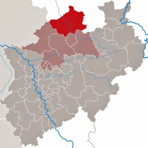 In Kreis Steinfurt und anderen Teilen von Nordrhein-Westfalen wird die asiatische Hornisse Vespa velutina nigrithorax früher oder später auftauchen. (Karte: TUBS/Wikimedia)
