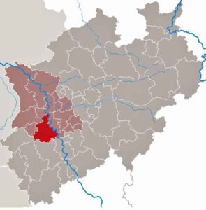 Im Rhein-Kreis Neuss und anderen Teilen von Nordrhein-Westfalen wird die asiatische Hornisse Vespa velutina nigrithorax früher oder später auftauchen. (Karte: TUBS/Wikimedia)