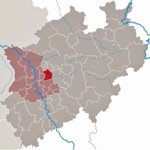 In Essen und anderen Teilen von Nordrhein-Westfalen wird die asiatische Hornisse Vespa velutina nigrithorax früher oder später auftauchen. (Karte: TUBS/Wikimedia)