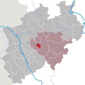 In der Stadt Hagen anderen Teilen von Nordrhein-Westfalen wird die asiatische Hornisse Vespa velutina nigrithorax früher oder später auftauchen. (Karte: TUBS/Wikimedia)