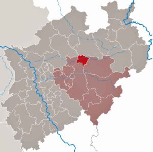 In der Stadt Hamm anderen Teilen von Nordrhein-Westfalen wird die asiatische Hornisse Vespa velutina nigrithorax früher oder später auftauchen. (Karte: TUBS/Wikimedia)