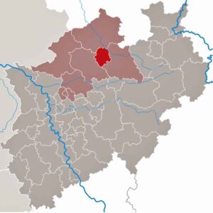 In der Stadt Münster und anderen Teilen von Nordrhein-Westfalen wird die asiatische Hornisse Vespa velutina nigrithorax früher oder später auftauchen. (Karte: TUBS/Wikimedia)